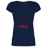 Stadt und City Outfit - Weltstadt Köln - XS - Dunkelblau - t-Shirt Frauen köln - XO1525 - Damen T-Shirt mit V