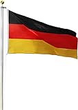 Aluminium Fahnenmast inkl. Deutschland Fahne + Bodenhülse + Zugseil - in verschiedenen Höhen wählbar Farbe Germany Größe 6.20 M