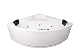 Whirlpool Badewanne Karibik Profi Made in Germany 130 x 130, 140 x 140 oder 150 x 150 cm mit 21 Massage Düsen LED Heizung Ozon Desinfektion Ohne Messing Armaturen Eckwanne Spa Eckbadewanne günstig