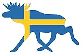 Samunshi® Elch Aufkleber Elchhirsche Schweden Flagge Nationalfarben in 8 Größen (10x6,5cm Color_Title)