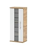 Schildmeyer Nitro Hängeschrank 144223, Holzwerkstoff, Eiche Landhaus Dekor/weiß matt, 30,3x20,5x70,8