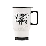 425 ml Kaffeebecher mit Deckel, File_Make It Happen, doppelwandig, vakuumisoliert, Reisebecher für heiße und kalte Getränke (weiß)