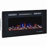 Elektrische Wandkamin Kamin Glasplatte Standkamin Wandmontage Heizung mit Fernbedienung,Touchscreen,13 Flammeneffekte,36 Inch,(Schwarz)