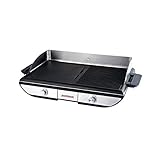 GASTROBACK 42523 Design Tischgrill Advanced Pro BBQ, Zwei getrennt regelbare Grillflächen (1500 cm²), 2.300 Watt, 2300, Alu-Druckguss, schwarz, Silb