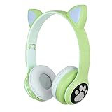fasloyu Kinder Kopfhörer Bluetooth, Katzenohren Headset Over Ear mit 85db Lautstärkebegrenzung LED licht Faltbare HD Stereo Kopfhörer Kabellose und Kabel, eingebautes Mikrofon für Handy, Tablet,PC,TV