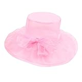 DOLDOA Hut Damen Sommer,Frauen Organza Kirche Kentucky Derby Fascinator Bridal Tea Party Hochzeit Hut (Rosa)