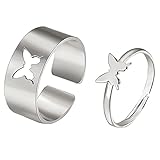 Uposao paar ringe schmetterling Set, 1 Paar Schmetterling Liebhaber Paar Ringe Verlobungsversprechen Ringe Verstellbare Mode Ringe Set Für Männer Frauen Romantischer Schmuck Geschenk