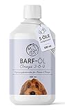 Barf Öl für Hunde 500ml Barföl aus: Lachsöl, Rapsöl Hanföl & Borretschöl I Futteröl für Hund als Futter Topping (Barf Zusatz)