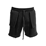 Huposdxjmdk Sport Shorts Herren, 1 stück männer Sport Shorts männer straße Casual Shorts Sommer Baumwolle lose solide Sport Shorts Jogger Fitness Shorts (Color : Black, Size : Large)