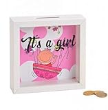 MC Trend Spardose Bilderrahmen mit Spar-Funktion Sparschwein zur Geburt Girl Baby Geld Geschenk-Idee (Pink/Rosa)