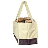 Afrsmw Tasche für Kaminholz, Holzscheite, Transporttasche, Holz, Heizholz, aus Oxford-Stoff, mit großer Kapazität für Zubehör, Kamin, Beige + Kaffee, 64 x 30 x 33