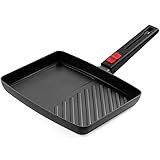 Gotoll Multi-Grillpfanne 2 in 1 Pfanne Bratpfanne, Steakpfanne Induktion mit Abnehmbarem Griff, Aluminiumguss, Antihaftbeschichtung, BPA Frei, 28x22.5x3.3