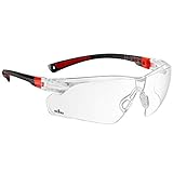 NoCry Schutzbrille mit Durchsichtigen Anti-Beschlag und kratzbeständigen Gläsern, Seitenschutz und Rutschfesten Bügeln, UV-Schutz, EN166/EN170 zertifiziert. Verstellbar (Schwarz & Rot)