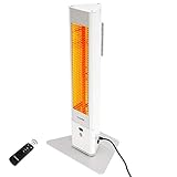 VASNER HeatTower Mini Standheizstrahler 1500 W, Infrarot Heizstrahler, Elektro Terrassenheizer mit Standfuß, Fernbedienung, IP65 Outdoor & Bad, weiß