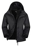 Mountain Warehouse Fell Regenjacke Kinder - 3-in-1 Jacke, atmungsaktive, Wasserabweisende Wander-Regenjacke, Multifunktions- und Outdoor-Jacke für Jungen und Mädchen Schwarz 11-12 J