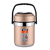 GENGING ThermobehäLter FüR Essen Edelstahl-Vakuum-Isolations-Topf, tragbare Studentenbüro-Arbeiter-Isolier-Lunchkasten-Isolierfass WarmhaltebehäLter Essen (Color : 1, Size : 2.0L)