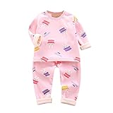 Eejiuqiba Kinderpyjamas Kinder Winter Homewear Winteranzug für Kinder Warme Cartoon T-Shirt Tops Weiche Pyjamas Nachtwäsche Hosen S