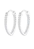 Elli Ohrringe Damen Ovale Creolen mit Zirkonia in 925 Sterling Silb