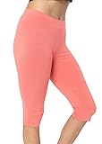 Damen Leggings Knielang | Dehnbare Leggings | Baumwolle Spandex | Small-7X Erwachsene - Pink - M