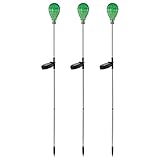 Solarleuchten grün Solarlampen für Außen Solar Garten Deko Erdspieß, mit Schalter Edelstahl, 3x LED, DxH 8 x 88 cm, 3er S