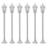 Festnight 6 STK. Au?enleuchte | Aussen-Standleuchte | stilvolle Au?enbeleuchtung | Outdoor LED Wege-Leuchte, Garten Pollerleuchte, Weg-Beleuchtung Gartenbeleuchtung | E27 110 cm Aluminium Wei?