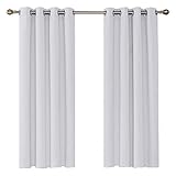 Amazon Brand - Umi 2 Stück Gardinen Vorhänge Lichtundurchlässig Vorhang Blickdicht mit Ösen Wohnzimmer Schlafzimmer Stores Küche 175x140cm(HxB) Grau Weiß
