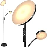 Stehlampe LED Dimmbar, Moderne Stehleuchte Metall Deckenfluter, Standleuchten mit Fernbedienung Touch-Steuerung 3000K-6000K Farbtemperaturen, Aufwärtslicht für Wohnzimmer Schlafzimmer Bü