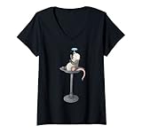 Damen Possum Baden in Vogeltränke T-Shirt mit V