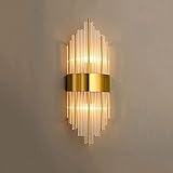 FURNITURE Led Elegant Wall Light Sconce Luxurious Crystal Wall Lamp, Postmodern Metal Iron Art Stainless Steel Wall Lighting For Living Room Corridor D