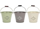 Ossian Große Vintage-Übertöpfe – Set mit 3 traditionellen französischen Retro-Pflanztöpfen – für Kräuter, Blumen, Pflanzen, Zuhause, Küche, Fenster, Garten, Terrasse, T