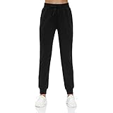 HMIYA Damen Jogginghose Baumwolle Sporthose Yogahose Trainingshose Freizeithose mit Taschen - Super Weich und Bequem (Schwarz M)