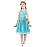 Zaldita Mädchen Festlich Kleid Blumenmädchenkleid Prinzessin Kleid Brautjungferkleider Chiffonkleid Partykleid Kinder Hochzeitskleid Tüll Kinderkleid Festzug Kleidung Minzgrün C 134-140