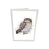 Eule Glückwunschkarte Vogel Zeichnung mit Umschlag