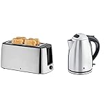 WMF Bueno Pro Toaster Langschlitz mit Brötchenaufsatz, 4 Scheiben, XXL Toast, 6 Bräunungsstufen, 1550W & Stelio Wasserkocher Edelstahl 1,7l, elektrischer Wasserkocher mit Kalkfilter, 2400 W