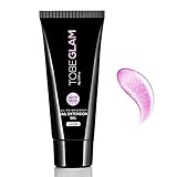 Tobeglam Nagelverlängerung Poly Gel Glitzer 60ML Pastellrosa Funkelnd Farbgel für Nägel Set Polygel Farben Einzeln Quick Extension Building Gelnagel Set Acryl Nagelgel für Starter DIY S