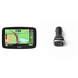 TomTom Navigationsgerät GO Essential (5 Zoll, Stauvermeidung Dank TomTom Traffic, Karten-Updates Europa, Freisprechen, Updates über Wi-Fi, TMC) & Duales USB Auto-Schnellladegerät, 2,4 A p