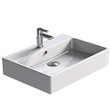 Aqua Bagno Design Waschbecken aus hochwertiger Keramik, Hängewaschbecken im modernen Stil | 70 x 50