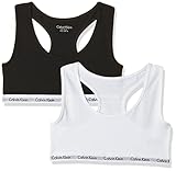 Calvin Klein Mädchen BH 2PK Bralette, Schwarz (White/Black 908), 158 (Herstellergröße: 12-14)