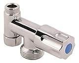 Geräte-Eckventil Eckfix | chrom | mit Geräteanschluss | Anschluss: 3/8 x 3/8 x 3/4 Zoll | Rückflussverhinderer | für nachträglichen Anschluss von Wasch- oder Spülmaschine | Messing | 17009 3