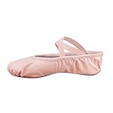 Ballettschuhe Ballettschläppchen Tanzschuhe Geteilte Ledersohle für Kinder und Erwachsene(Bitte wählen Sie eine Größe größer als üblich) Pink 28