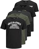 Jack and Jones Herren T-Shirt 5er Set Tshirt für Männer (Slim Fit Mix 13, XL)