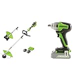 Greenworks Akku-Rasentrimmer+Akku-Schlagschrauber (Li-Ion 24V 400 Nm Drehmoment 2800 Umdrehungen/Min 1/2 Zoll-Steckschlüssel Vierkantantrieb leistungsstarker brushless Motor ohne Akku u. Ladegerät)