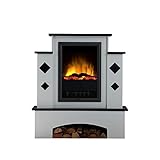 Elektrokamin'Vallée' brilliantweiß, schwarz, Landhausstil, Optiflame®, 2000 Watt, 3D- Flamm- und Gluteneffekt, Dekokamin, Kamin, Ofen,