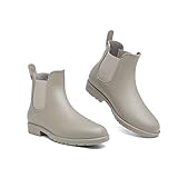 GEWEO Gummistiefel Damen Halbhoch Rutschfest Wasserdicht Stiefel Chelsea Kurzschaft Wellington Gummi Schuhe Garten Gummistiefeletten Leicht Frauen Mädchen Grau Größe EU 39