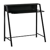 HOMCOM Schreibtisch Computertisch Bürotisch Arbeitstisch mit Ablagefach Kabeldurchlass Metall Schwarz 84 x 45 x 85