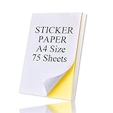 Universal Etiketten Selbstklebend 75 Blatt 210 x 297 mm, Druckerpapier A4 Aufkleber Papier Etikettendrucker Bedruckbar für Laser und Drucker DIN A4 Etiketten Selbstklebend(Glänzende Papier)