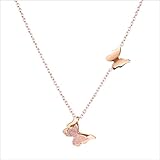 Halskette Schmuck Ketten Frauen Herren Necklace Jewelry Titan Stahl Schmetterling Anhänger Damen Halskette Rose Gold Doppel Tier Halskette Modeschmuck Kragen Geschenk Bts-825