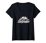 Damen Bergdoktor Alpen Berge Wandern Trekking Klettern Zugspitze T-Shirt mit V