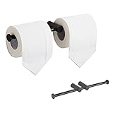 BVL Toilettenpapierhalter Schwarz, Wc Rollenhalter Edelstahl 304, Doppelter Toilettenpapierhalter zur Wandmontage für Bad & Kü