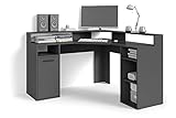 byLIVING Fox Gaming-Schreibtisch, Eckschreibtisch, viel Ablagefläche, mit Aufsatz, Holzwerkstoff Spanplatte, schwarz, B 139, H 120, T 139